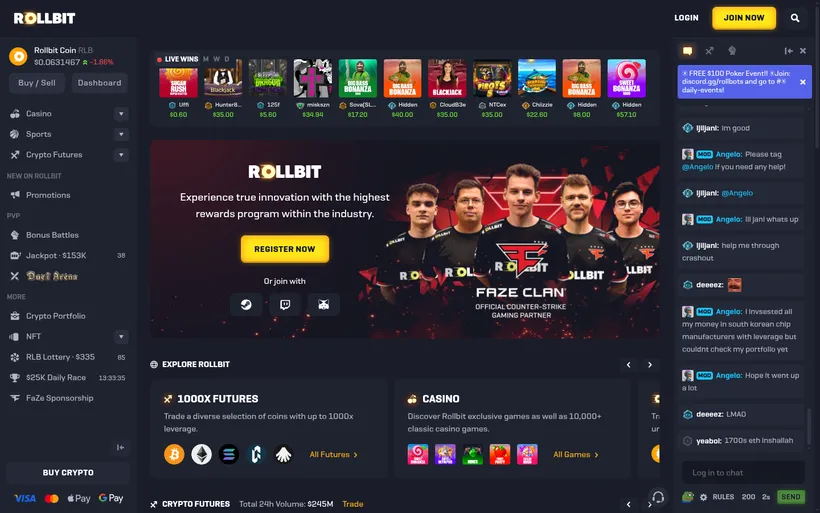 Rollbit homepage screenshot