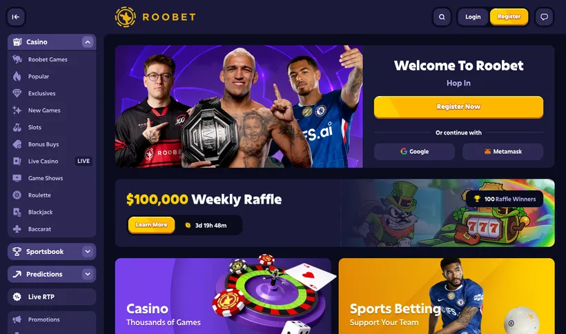 Roobet homepage screenshot